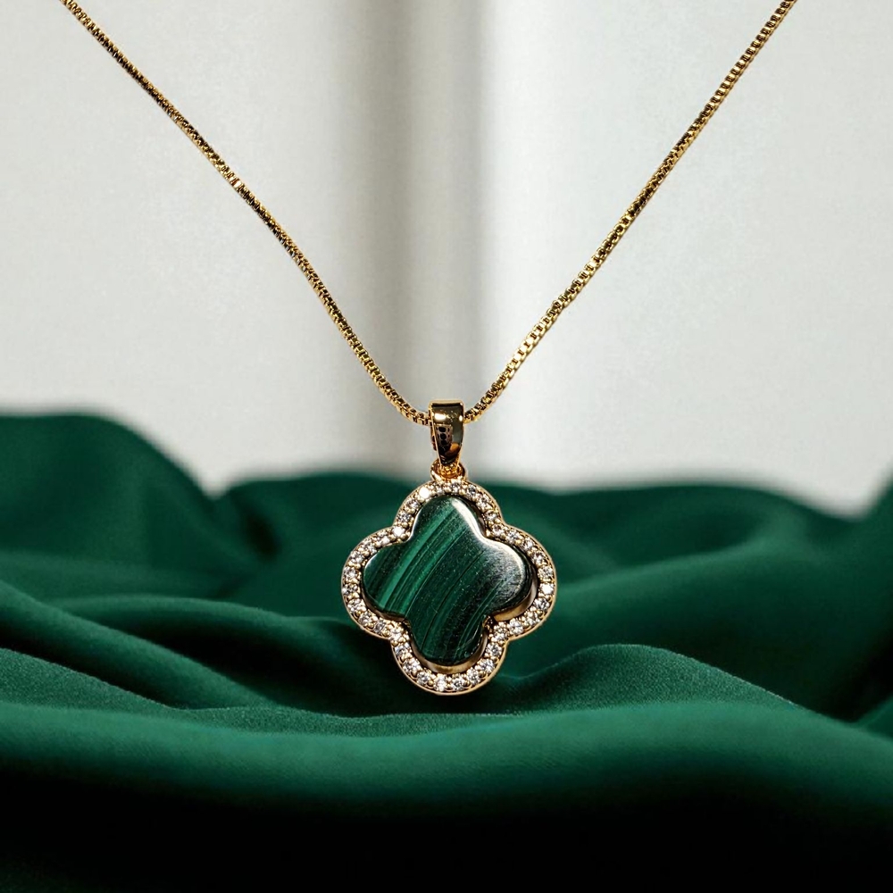 Back in Stock!! Malachite and Gold Pendant Necklace